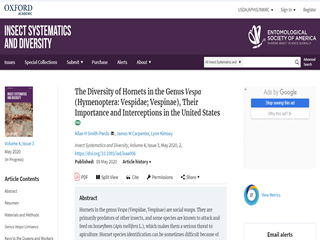 The Diversity of Hornets in the Genus Vespa (Hymenoptera: Vespidae; Vespinae), Their Importance and Interceptions in the United States