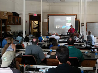 Nathan Lord teaching one of the workshop sessions. Photo courtesy Gino Nearns. Post