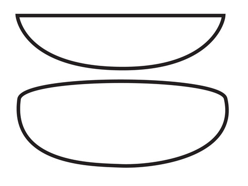 wedge or canoe-shaped